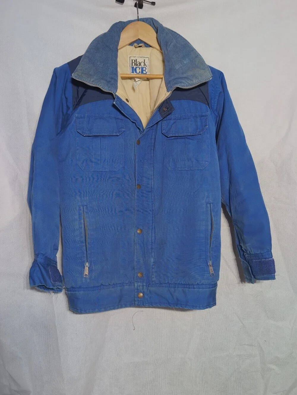 Vintage 80s Black Ice S Men’s Blue Work Jacket Worn Costume Piece Reno Nevada